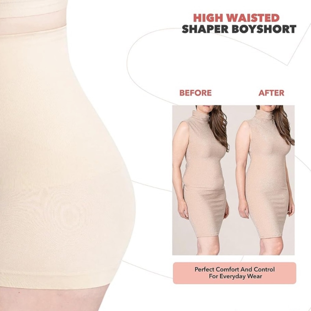 EMPETUA All Day Every Day High Waisted Shaper Boyshort in Nude S - Picture 5 of 12